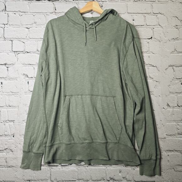 J Crew Mens Garment Dyed Slub 100% Cotton Green Hoodie Size Medium - Picture 1 of 11